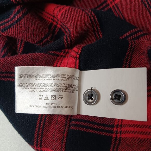 Woolrich Womens XXL Flannel Shirt Red Black Plaid Button Down Long Sleeve Work - Picture 5 of 11